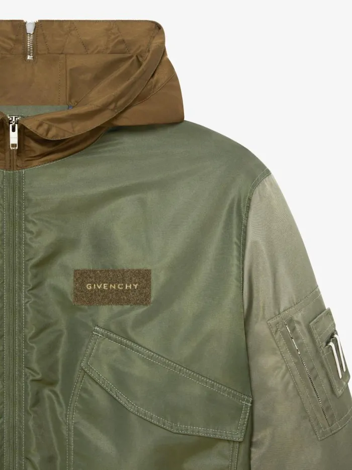 Hooded Bomber Jacket Olive Green Men Givenchy Coats and Jackets