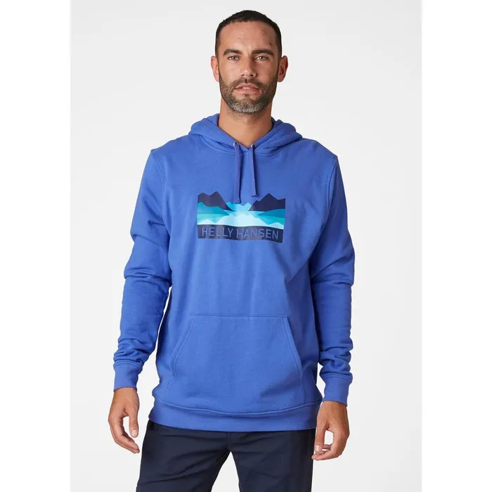 Hoodies and Sweatshirts Men Helly Hansen NORD GRAPHIC PULL OVER HOODIE 514 Royal Blue