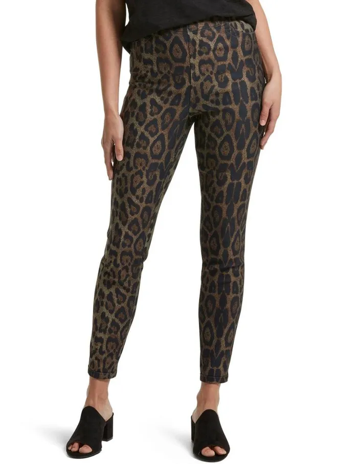 Hue Brown Animal Reversible High Waist Denim Skimmer Brown Animal Women Denim