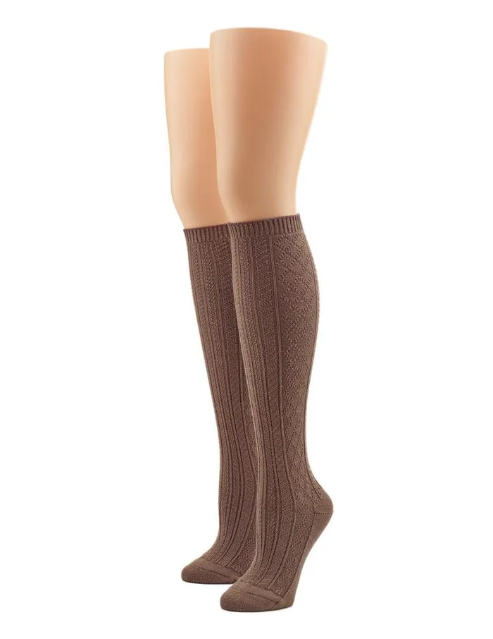 Hue Cable Super Soft Knee Sock Espresso Women Boot Socks