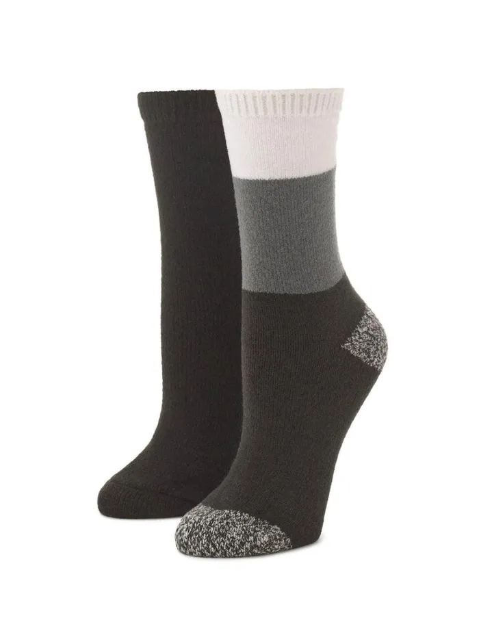 Hue Colorblock Boot Sock 2Pk Black Women Boot Socks
