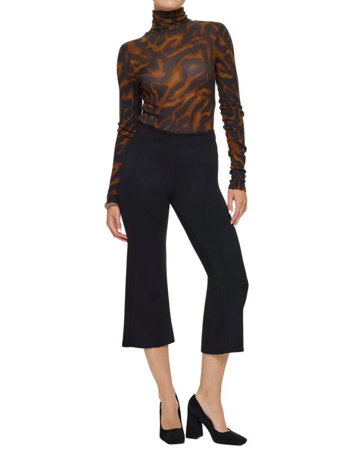 Hue PontEase Cropped Flare Legging Black Women Trousers