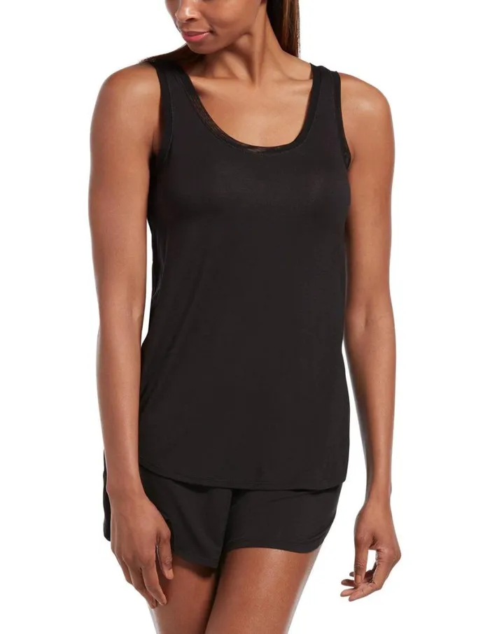 Hue SleepWell Solid PJ Tank Black Women Tanks and Camis