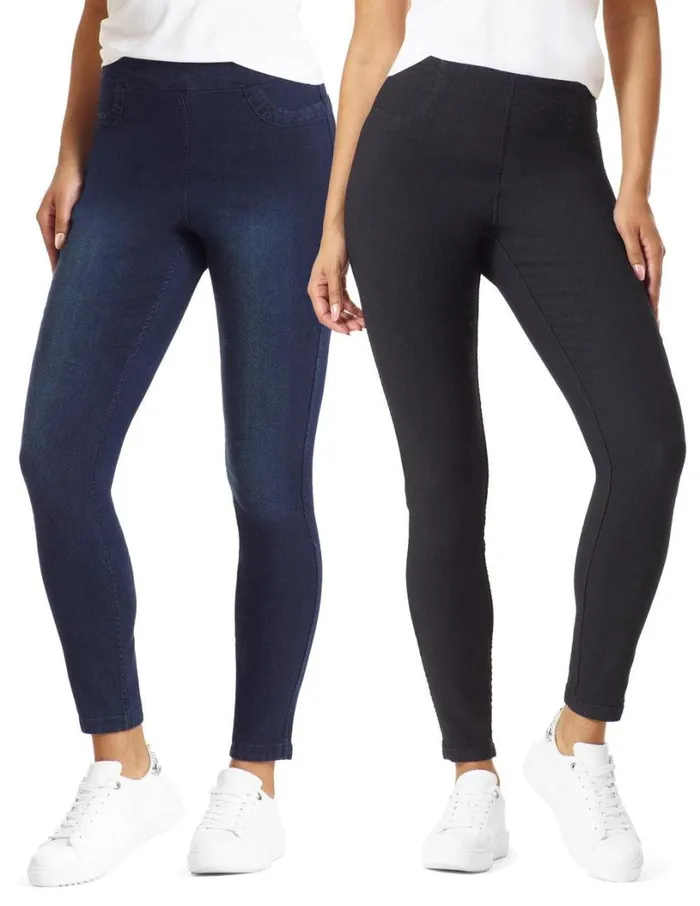 Hue Solid Reversible Denim Legging Deep Blue Women Skinny