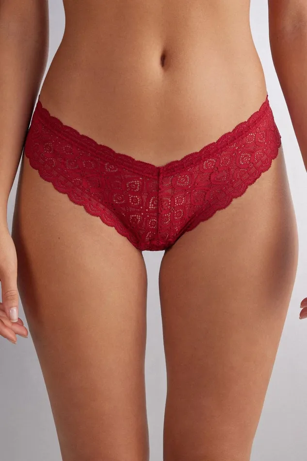 Intimissimi Brazilian Cut Women 80sStyle Lace Brazilian Red 1473 8211 Rosso