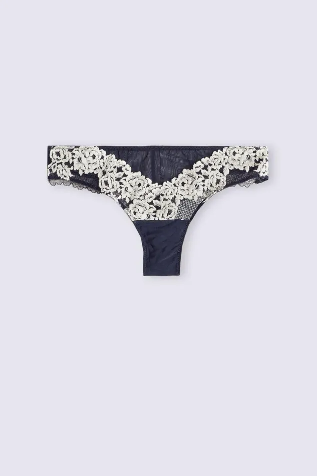 Intimissimi Brazilian Cut Women Pretty Flowers Brazilian Blue 347i 8211 Deep Bluevanilla