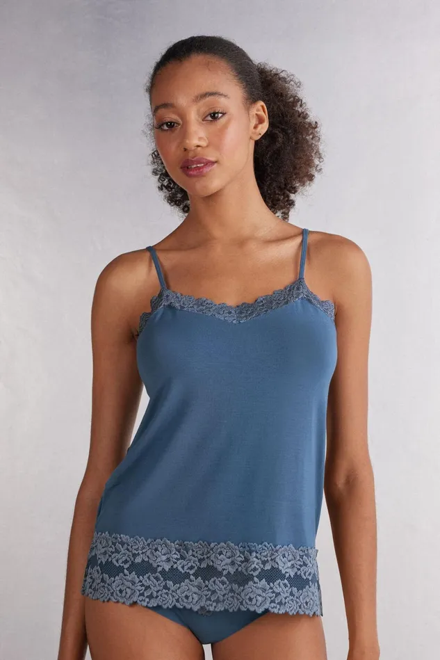 Intimissimi Camisoles Tank Tops Women Pretty Flowers Modal Top Blue 658j 8211 Lapis Blue Intimissimi Camisoles Tank Tops Women Pretty Flowers Modal Top Blue 658j 8211 Lapis Blue