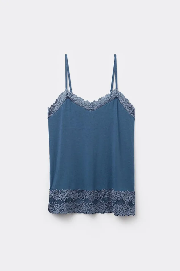 Intimissimi Camisoles Tank Tops Women Pretty Flowers Modal Top Blue 658j 8211 Lapis Blue