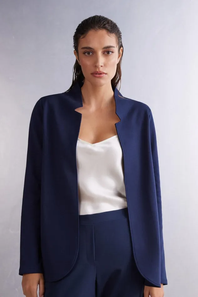 Intimissimi Cardigans Jackets Women LongSleeved Cotton Interlock Cardigan Blue 1467 8211 Intense Blue Intimissimi Cardigans Jackets Women LongSleeved Cotton Interlock Cardigan Blue 1467 8211 Intense Blue
