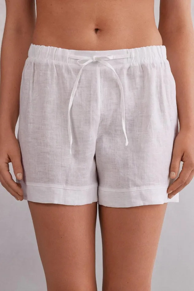 Intimissimi Leggings Pants Women Linen Cloth Shorts White 001 8211 White