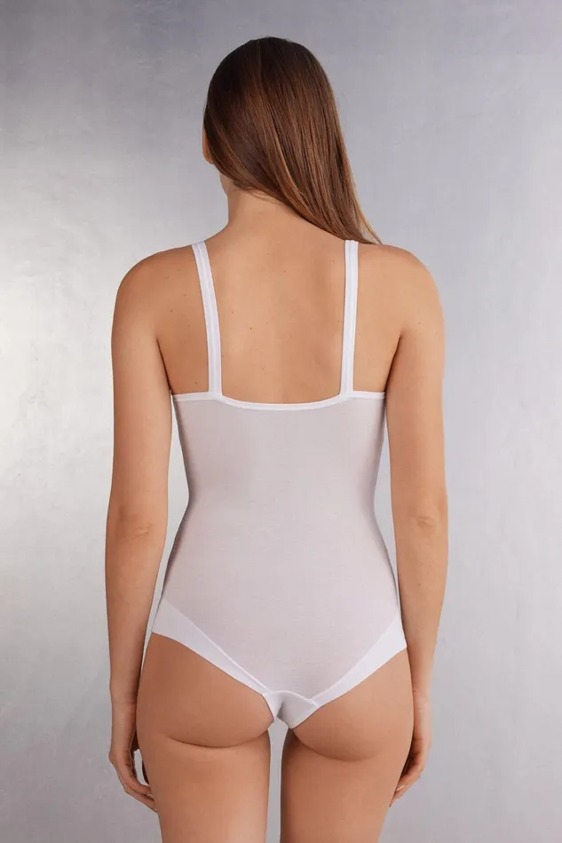 Intimissimi Lingerie Bodysuits Women Ultralight Cotton Tank Bodysuit White 001 8211 White