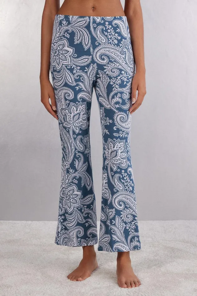 Intimissimi Long Pajamas Women Flower Paisley Full Length Bamboo Viscose Pants Blue 661j 8211 Stampa Flower Paisley Intimissimi Long Pajamas Women Flower Paisley Full Length Bamboo Viscose Pants Blue 661j 8211 Stampa Flower Paisley