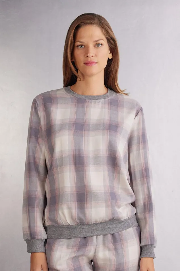 Intimissimi Long Pajamas Women Luxury Comfort Long Sleeve Cloth Top Grey 779j 8211 Tartan Grey Intimissimi Long Pajamas Women Luxury Comfort Long Sleeve Cloth Top Grey 779j 8211 Tartan Grey