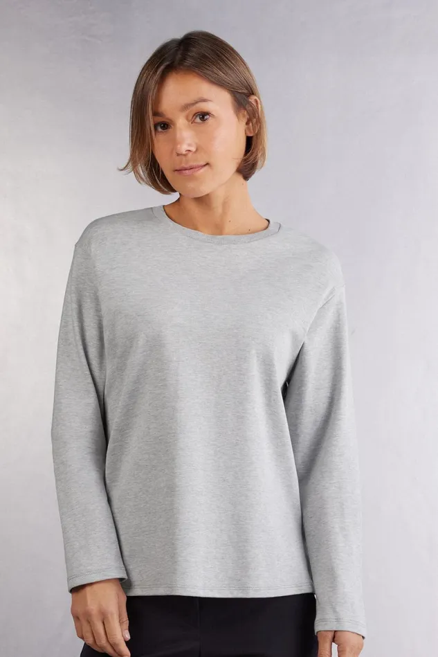 Intimissimi Long Sleeve Tops Women Long Sleeve Top In Cotton Grey 031 8211 Light Heathered Grey Intimissimi Long Sleeve Tops Women Long Sleeve Top In Cotton Grey 031 8211 Light Heathered Grey