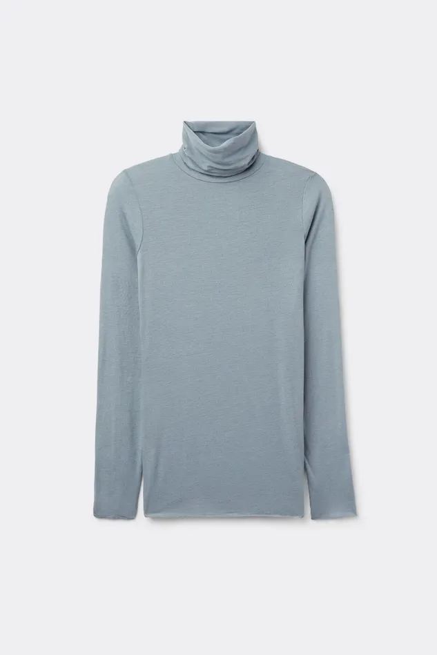 Intimissimi Long Sleeve Tops Women Modal Cashmere Ultralight HighNeck Top Blue 850j 8211 Ash Blue