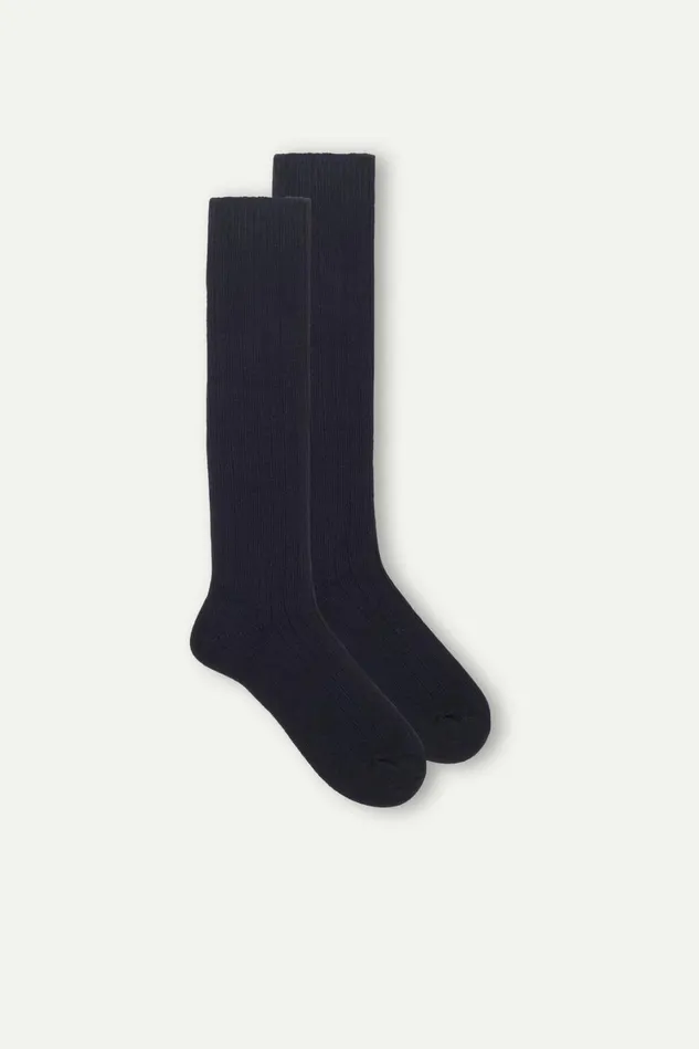 Intimissimi Long Socks Men Long Ribbed Socks In Cashmere And Wool Blue 016 8211 Blue Intimissimi Long Socks Men Long Ribbed Socks In Cashmere And Wool Blue 016 8211 Blue