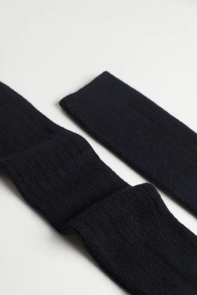 Intimissimi Long Socks Men Long Ribbed Socks In Cashmere And Wool Blue 016 8211 Blue