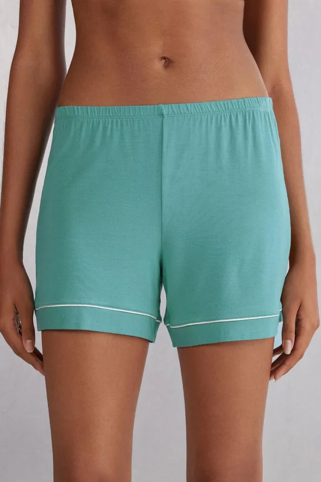 Intimissimi Short Pajamas Women Modal Shorts With Contrast Trim Blue 654j 8211 Lagoon Blue Intimissimi Short Pajamas Women Modal Shorts With Contrast Trim Blue 654j 8211 Lagoon Blue