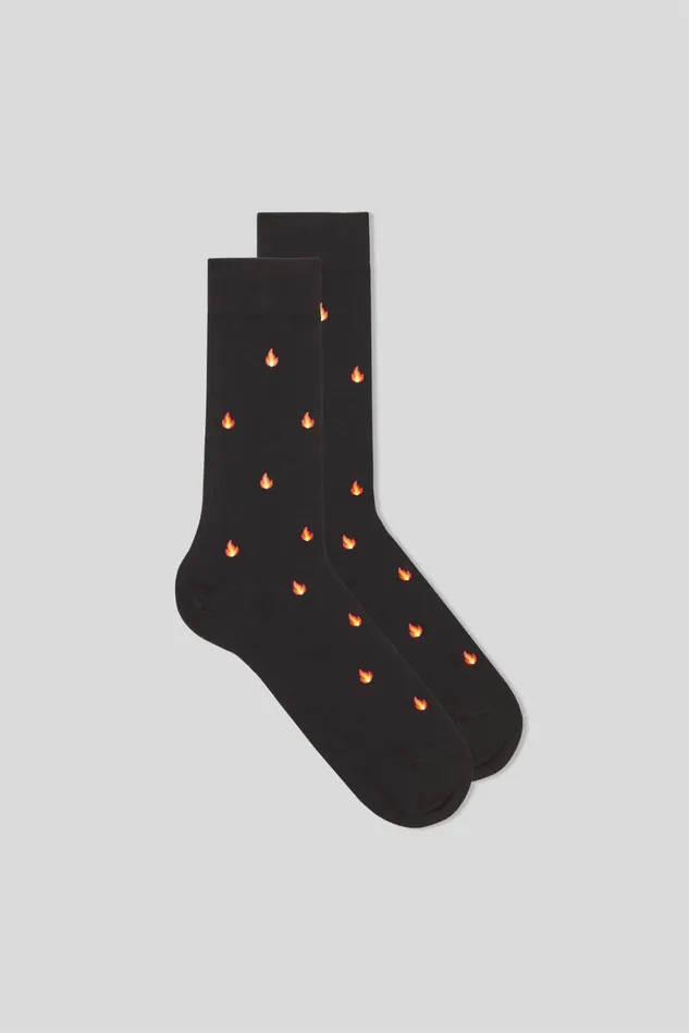 Intimissimi Short Socks Men Short Socks In Patterned Cotton Black 509j 8211 Nero Stampa Fiamme Intimissimi Short Socks Men Short Socks In Patterned Cotton Black 509j 8211 Nero Stampa Fiamme