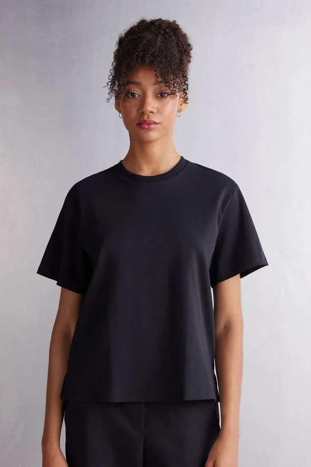 Intimissimi TShirt Women Short Sleeve Top In Cotton Black 019 8211 Black