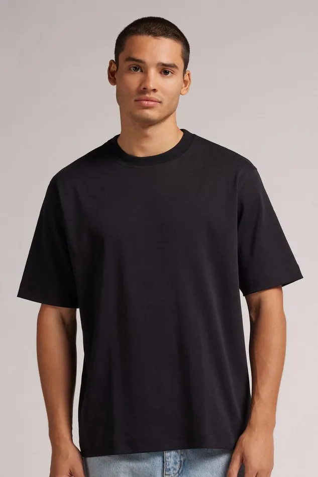 Intimissimi TShirts Polos Men Cotton Interlock Oversized TShirt 019 8211 Black