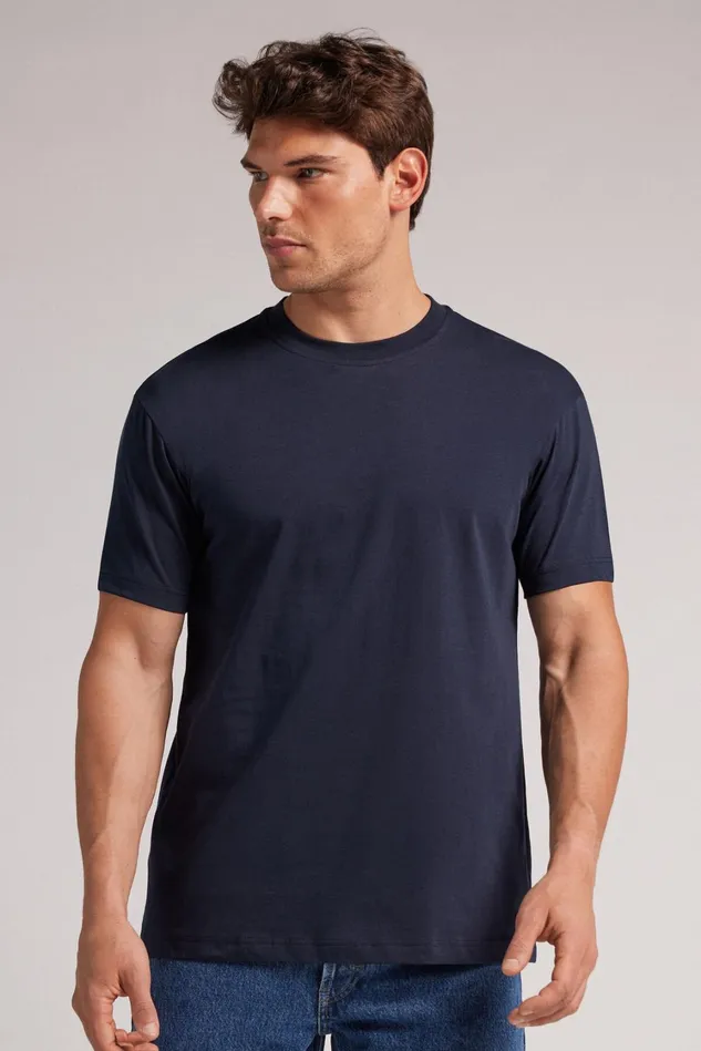 Intimissimi TShirts Polos Men Cotton Muscle TShirt Blue 800 8211 Blu Notte