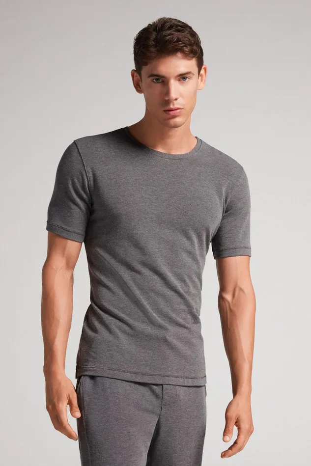 Intimissimi TShirts Polos Men ShortSleeve ModalCashmere Top Dark Grey 5227 8211 Heathered Graphite Grey