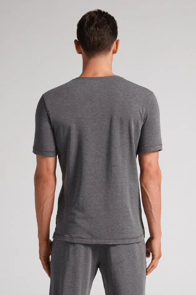 Intimissimi TShirts Polos Men ShortSleeve ModalCashmere Top Dark Grey 5227 8211 Heathered Graphite Grey
