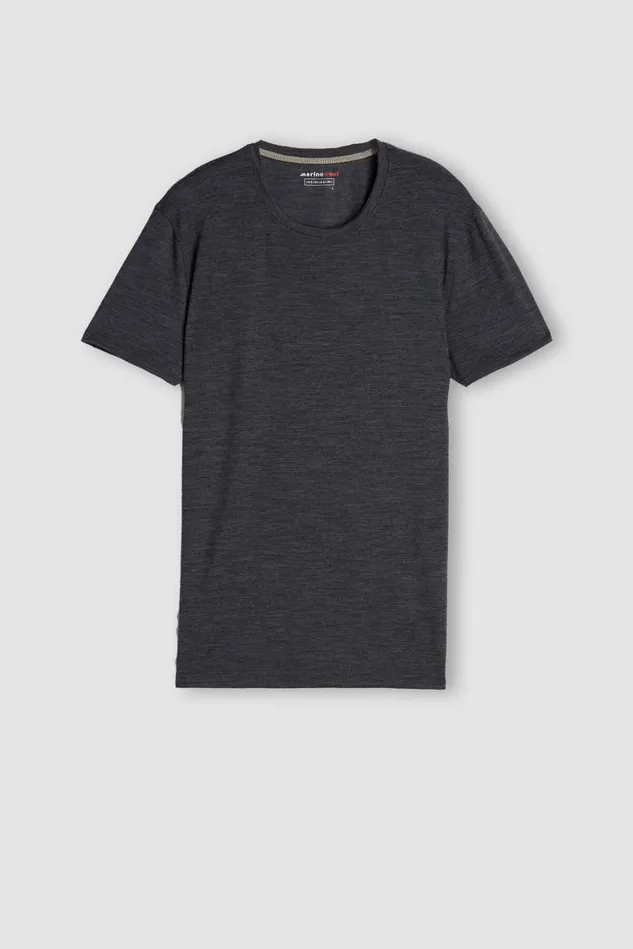 Intimissimi TShirts Polos Men Stretch Merino Wool ShortSleeve TShirt Dark Grey 7522 8211 Charcoal Grey Blend