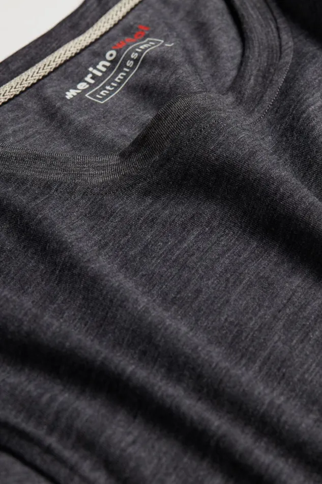 Intimissimi TShirts Polos Men Stretch Merino Wool ShortSleeve TShirt Dark Grey 7522 8211 Charcoal Grey Blend