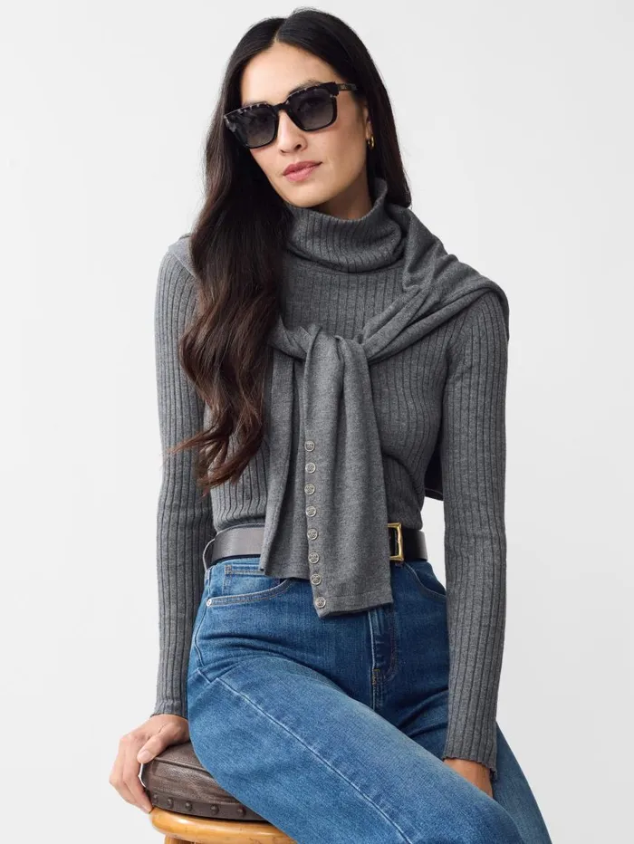 JMcLaughlin Arlette Turtleneck Heather Gray Women Sweaters