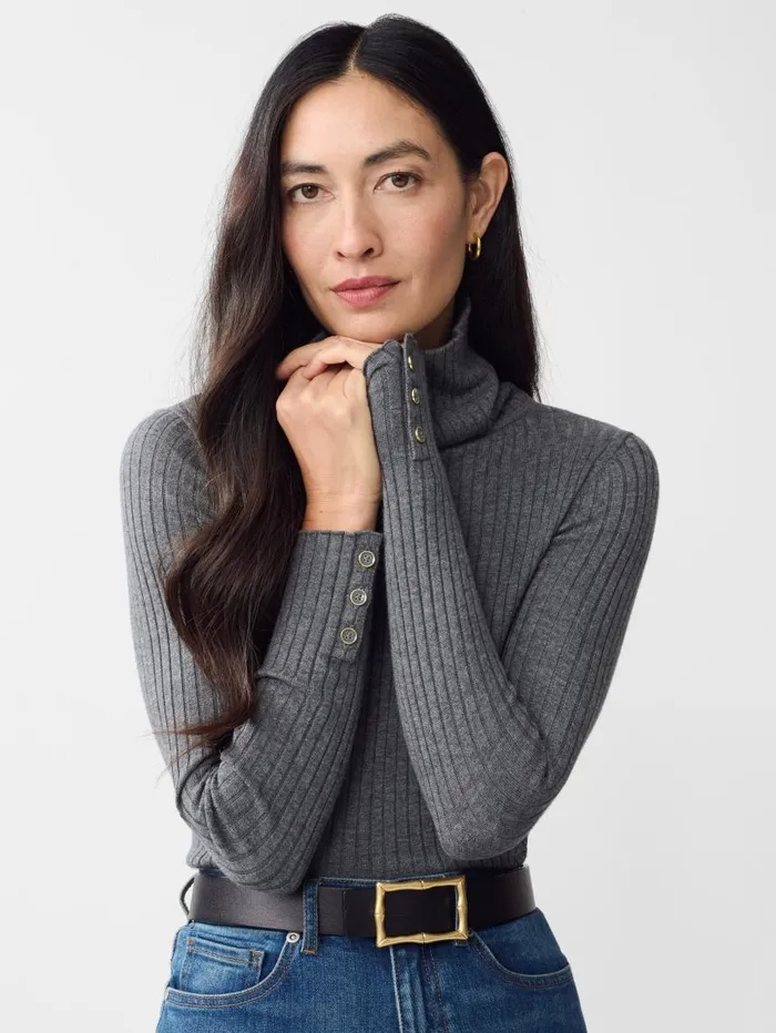 JMcLaughlin Arlette Turtleneck Heather Gray Women Sweaters JMcLaughlin Arlette Turtleneck Heather Gray Women Sweaters