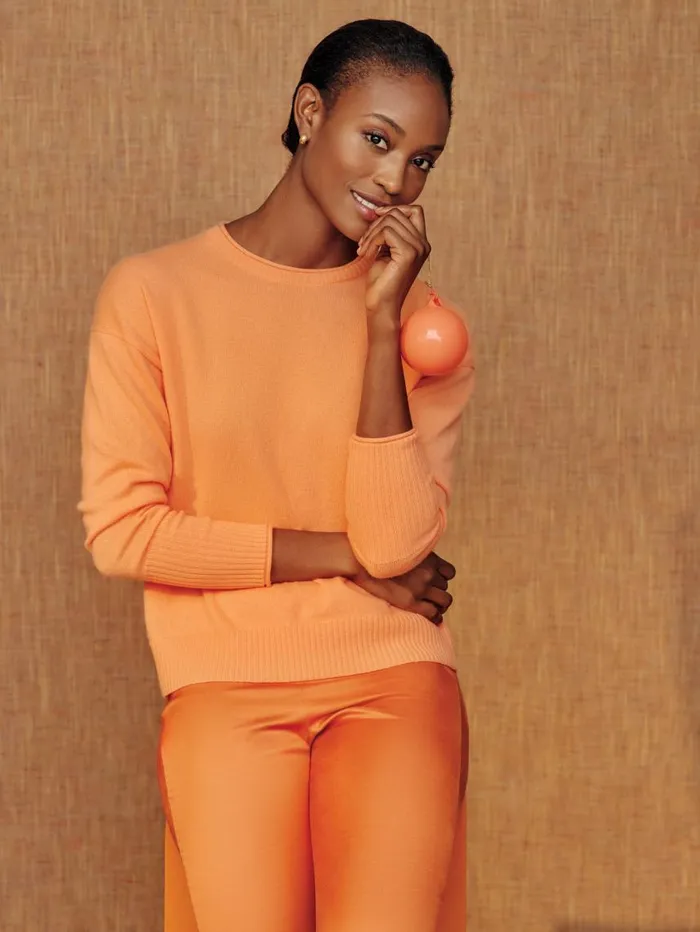 JMcLaughlin Caitie Cashmere Sweater Apricot Women Sweaters