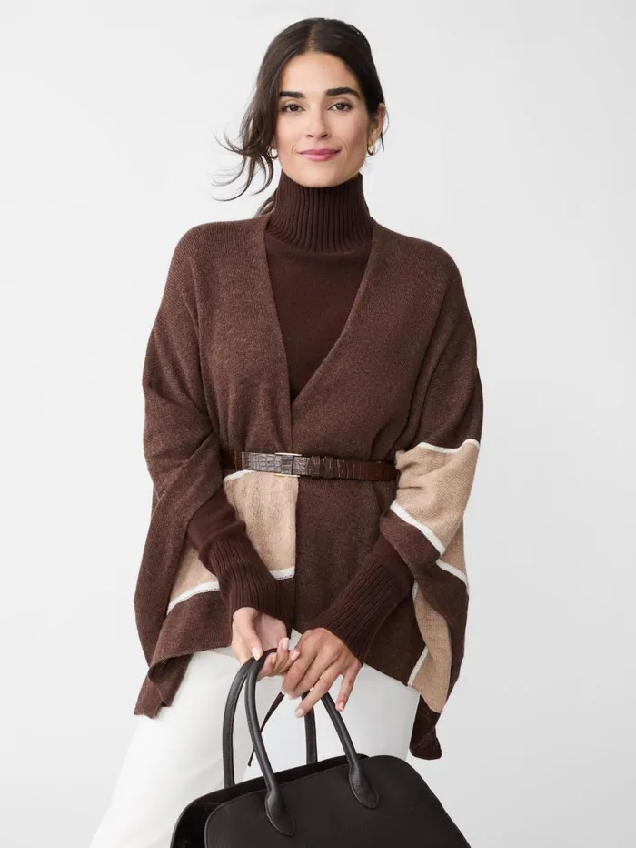 JMcLaughlin Harriet Cashmere Wrap In Color Block Heather Browntoffee Women Jackets and Outerwear JMcLaughlin Harriet Cashmere Wrap In Color Block Heather Browntoffee Women Jackets and Outerwear