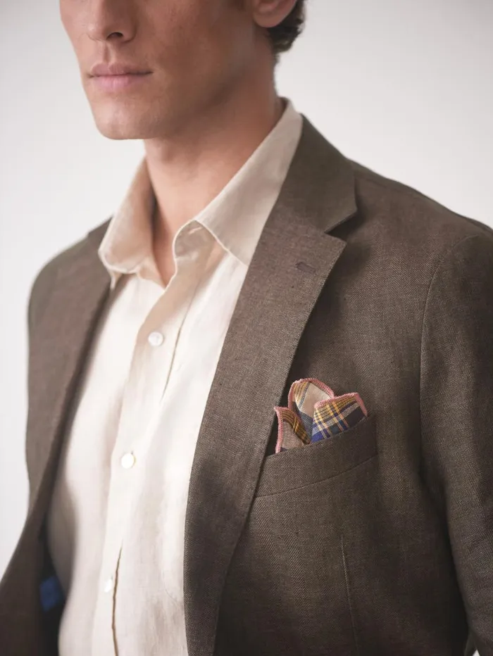 JMcLaughlin McCown Linen Sport Coat In Herringbone Brown Men Jackets and Outerwear JMcLaughlin McCown Linen Sport Coat In Herringbone Brown Men Jackets and Outerwear