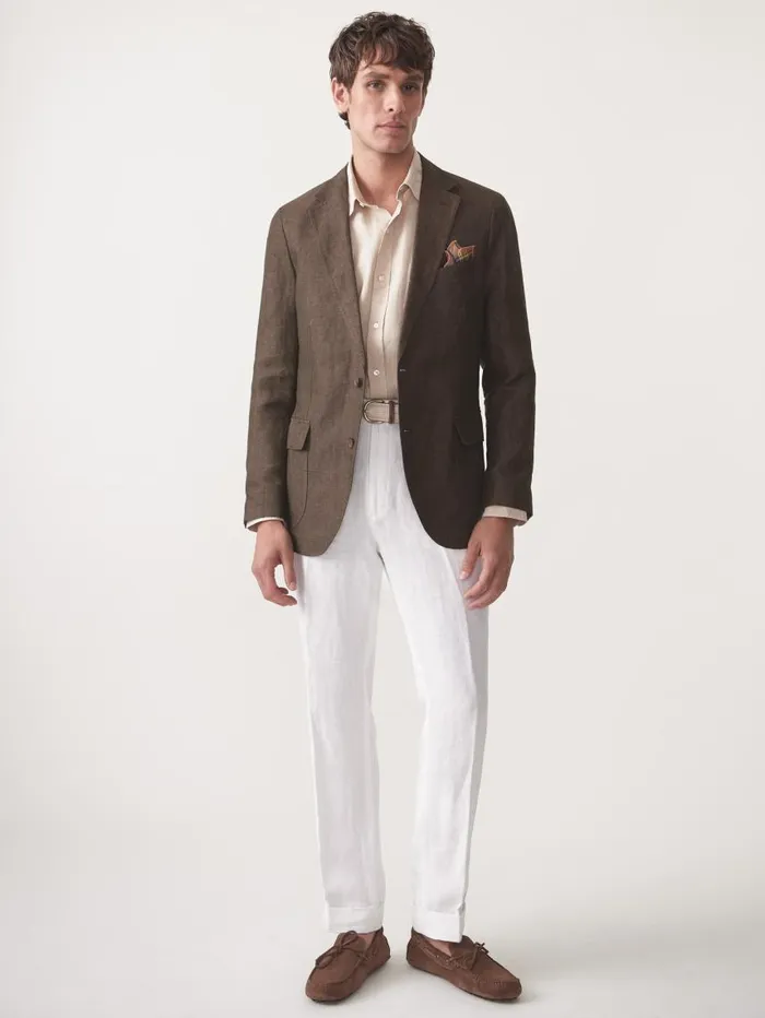 JMcLaughlin McCown Linen Sport Coat In Herringbone Brown Men Jackets and Outerwear JMcLaughlin McCown Linen Sport Coat In Herringbone Brown Men Jackets and Outerwear