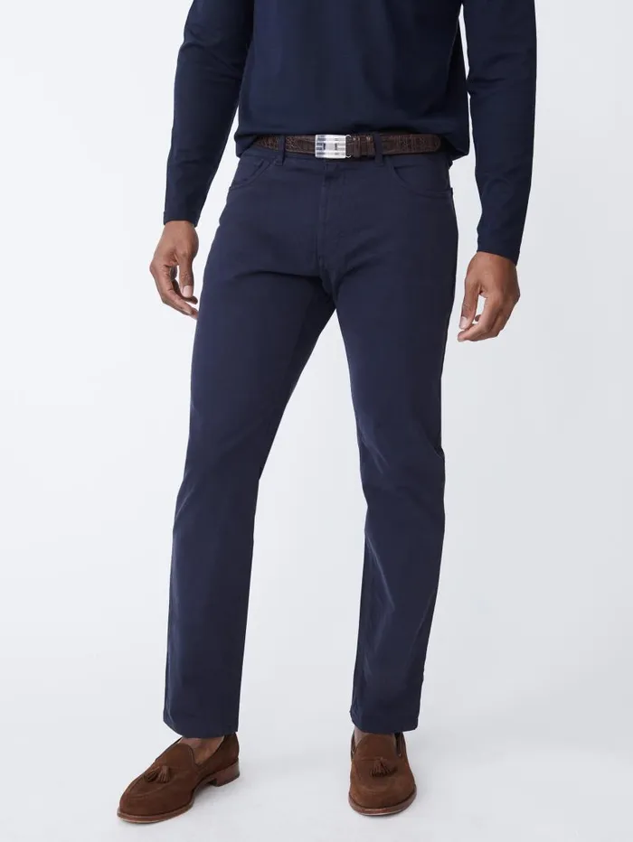 JMcLaughlin Parker 5Pocket Straight Pants In Stretch Cotton Sateen Navy Men Pants