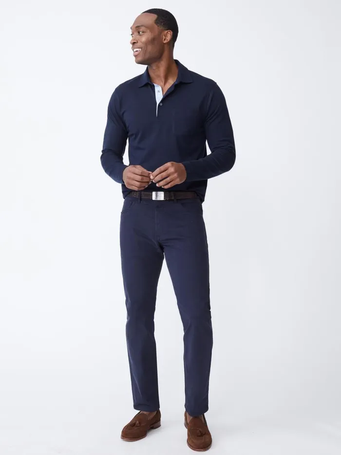JMcLaughlin Parker 5Pocket Straight Pants In Stretch Cotton Sateen Navy Men Pants JMcLaughlin Parker 5Pocket Straight Pants In Stretch Cotton Sateen Navy Men Pants