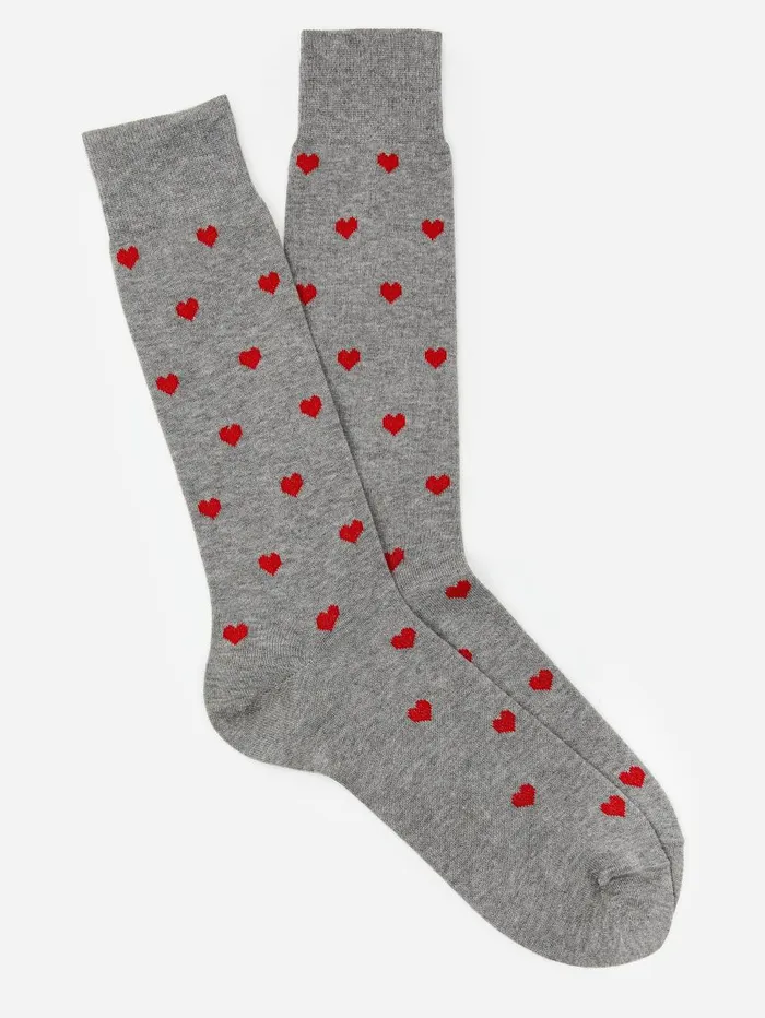 JMcLaughlin Socks In Heart Medium Heather Greyred Men Socks