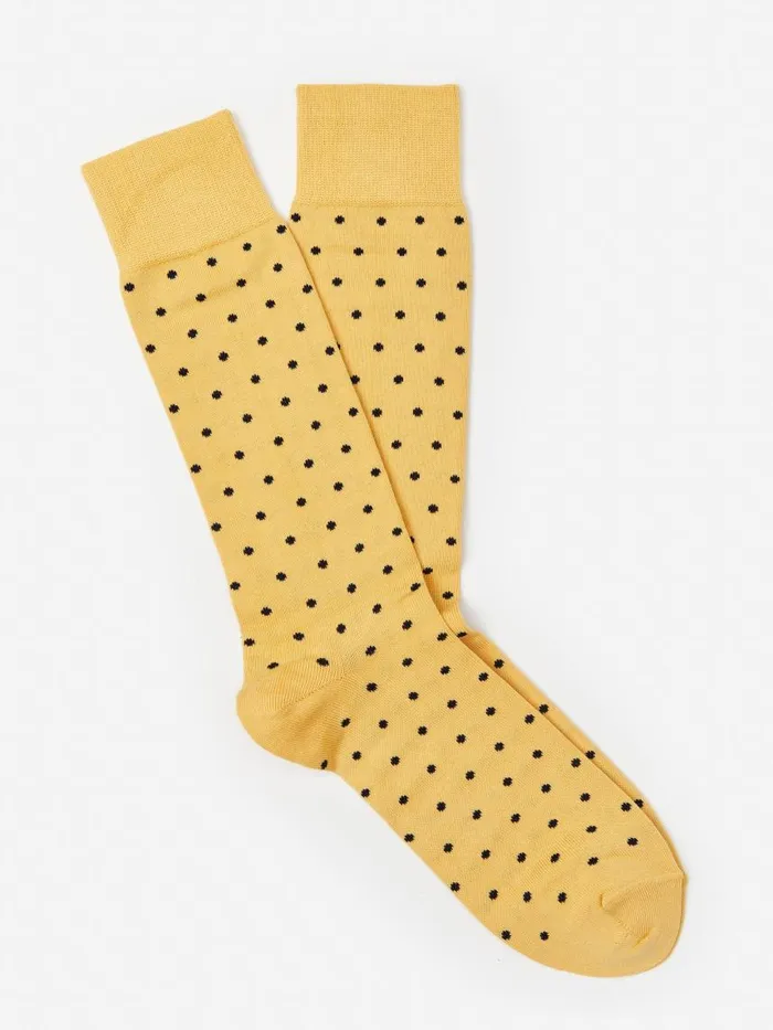 JMcLaughlin Socks In Polka Dots Yellownavy Men Socks