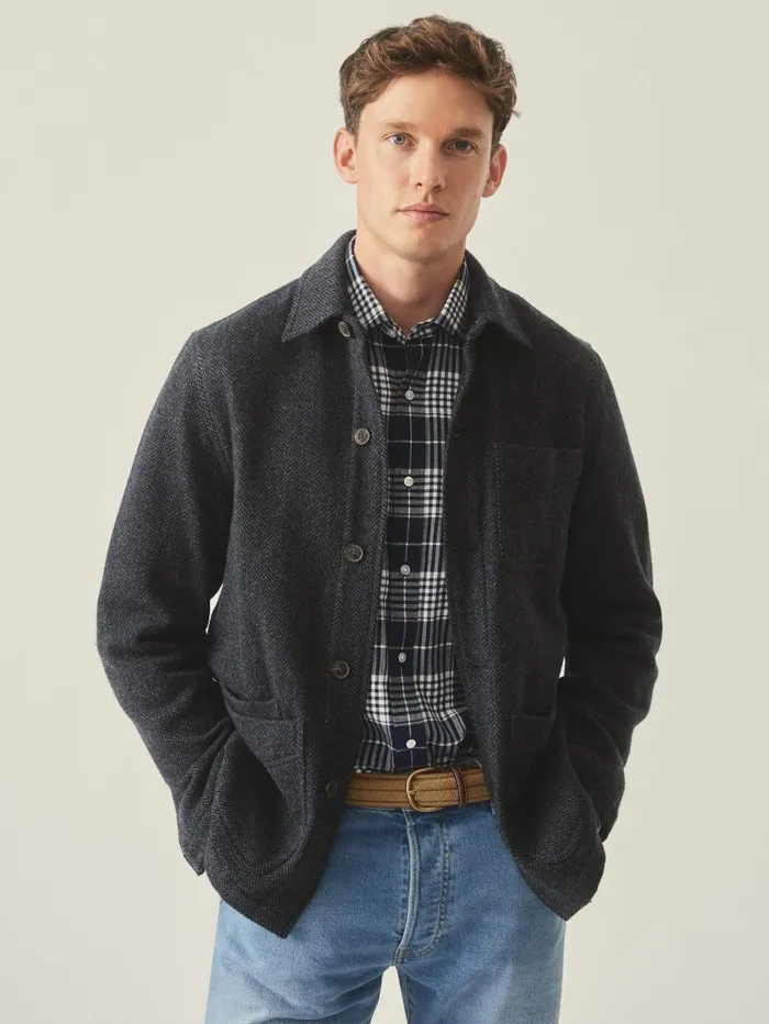 JMcLaughlin Weekender Jacket In Herringbone Navygray Men Jackets and Outerwear JMcLaughlin Weekender Jacket In Herringbone Navygray Men Jackets and Outerwear
