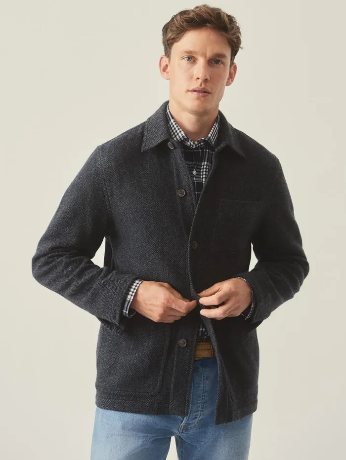 JMcLaughlin Weekender Jacket In Herringbone Navygray Men Jackets and Outerwear JMcLaughlin Weekender Jacket In Herringbone Navygray Men Jackets and Outerwear