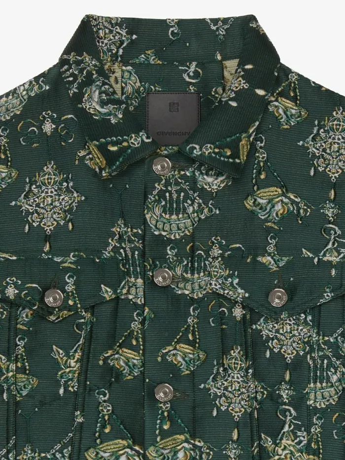 Jacket In Chandelier Jacquard Dark Green Men Givenchy Coats and Jackets