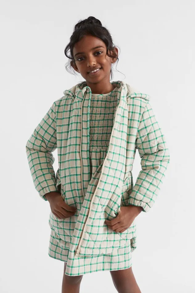 Jackets and Vests Girl Seed Heritage Quilted Gingham Anorak Pea Green