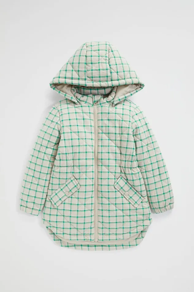 Jackets and Vests Girl Seed Heritage Quilted Gingham Anorak Pea Green