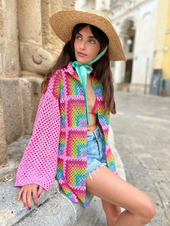 Jackets Women Rose Carmine LONG JACKET HOODIE RAINBOW PINK
