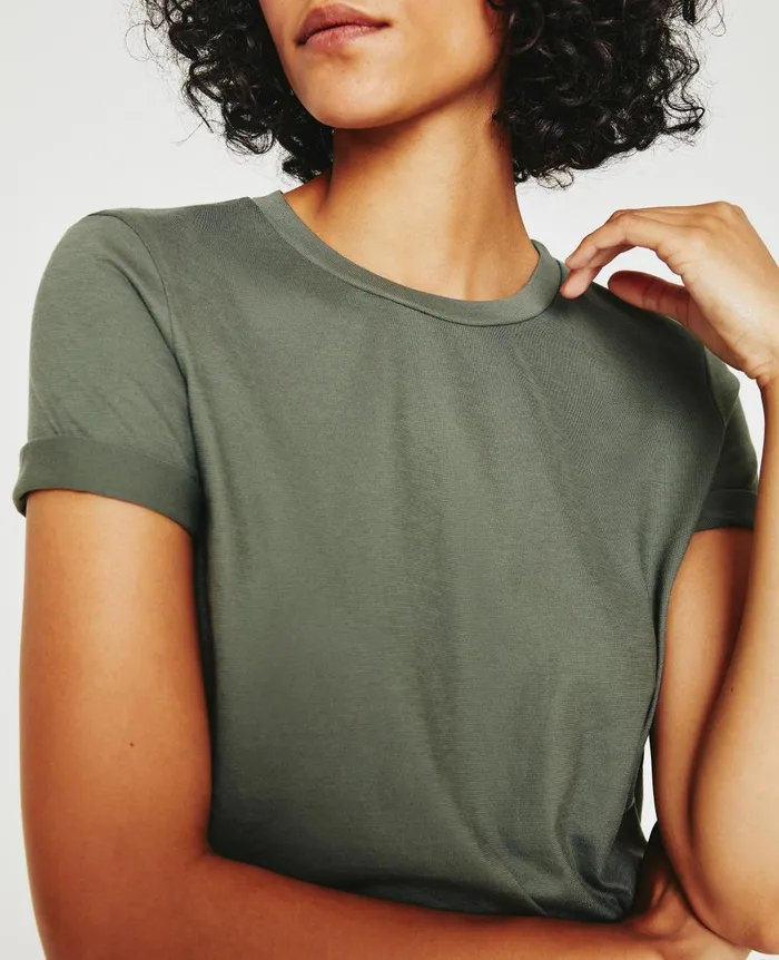 Jagger Crew Hunter Sage Women AG Jeans Tees and Tanks