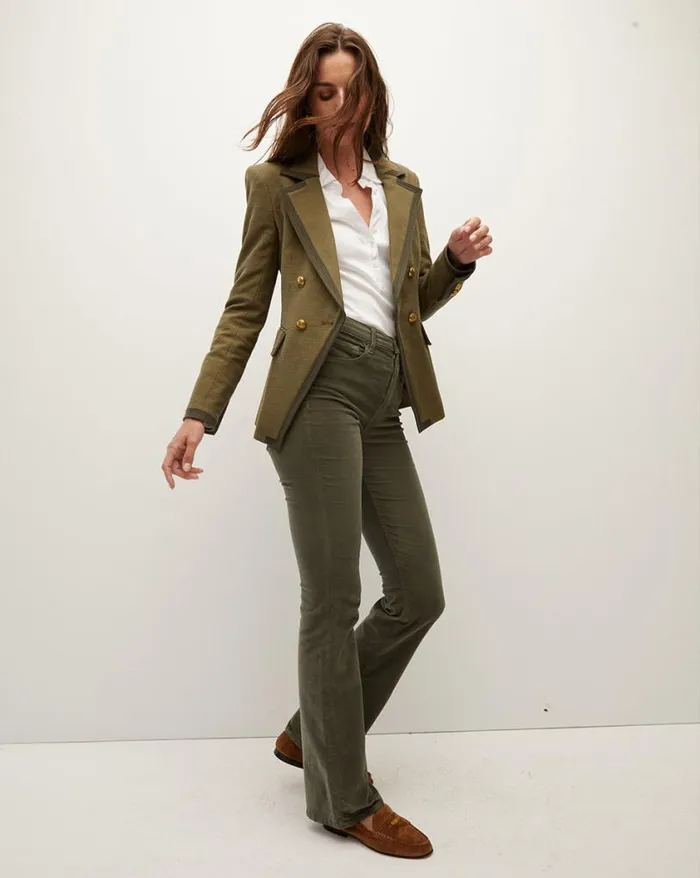 Jeans Shop Veronica Beard Cameron Corduroy Bootcut Pant Army Green