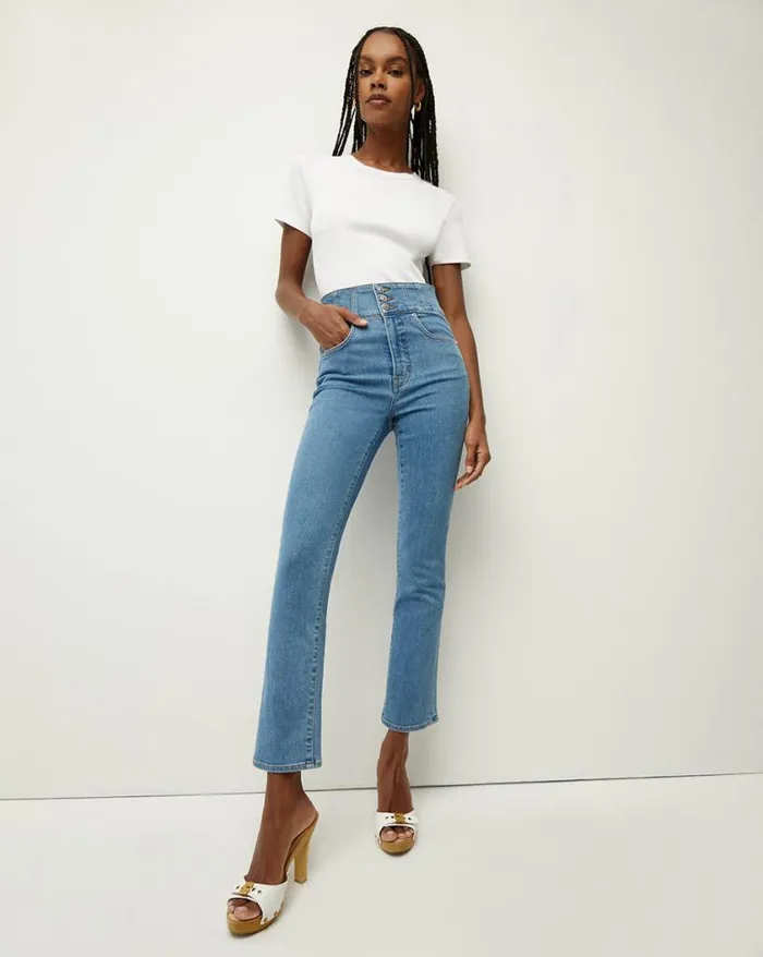 Jeans Shop Veronica Beard Carly KickFlare Jean Corset Waistband Float On