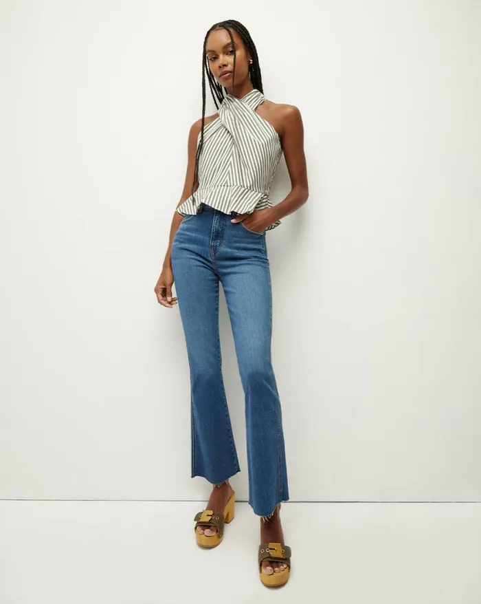 Jeans Shop Veronica Beard Carson KickFlare Jean Raw Hem Extended Serendipity